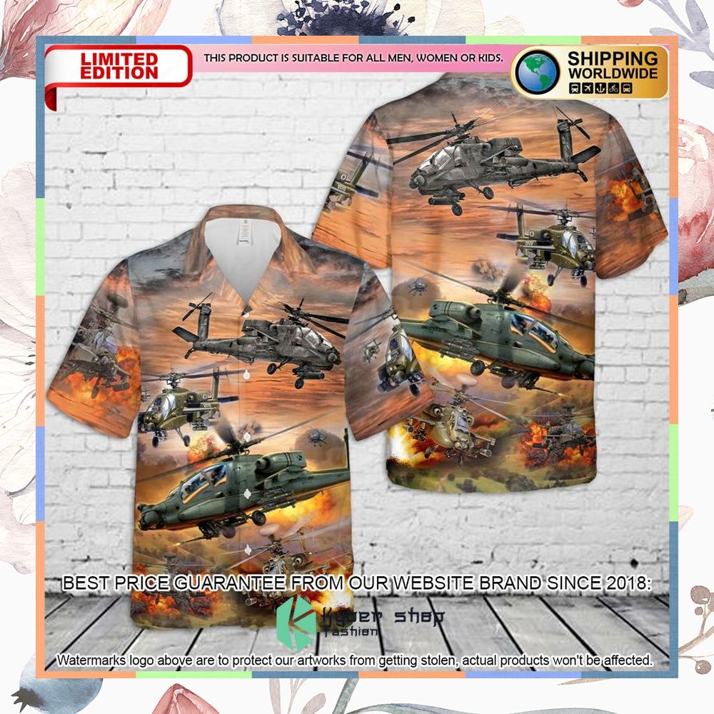 US Army Boeing AH-64 Apache orange Hawaiian Shirt 3 US Army Boeing AH-64 Apache orange Hawaiian Shirt word3
