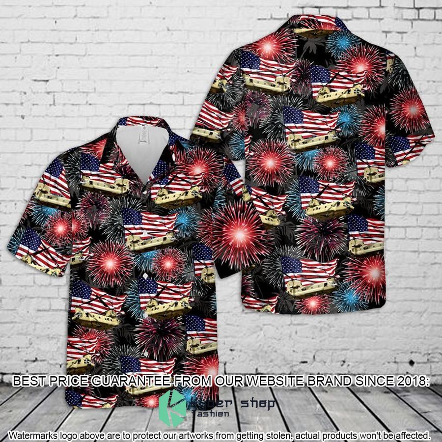 US Army Boeing CH-47 Chinook 4th Of July firework Hawaiian Shirt