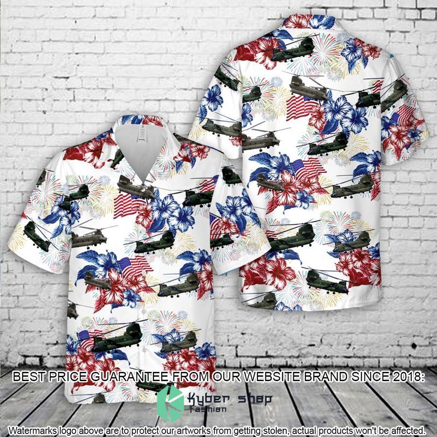 US Army Boeing CH-47 Chinook 4th Of July white Hawaiian Shirt