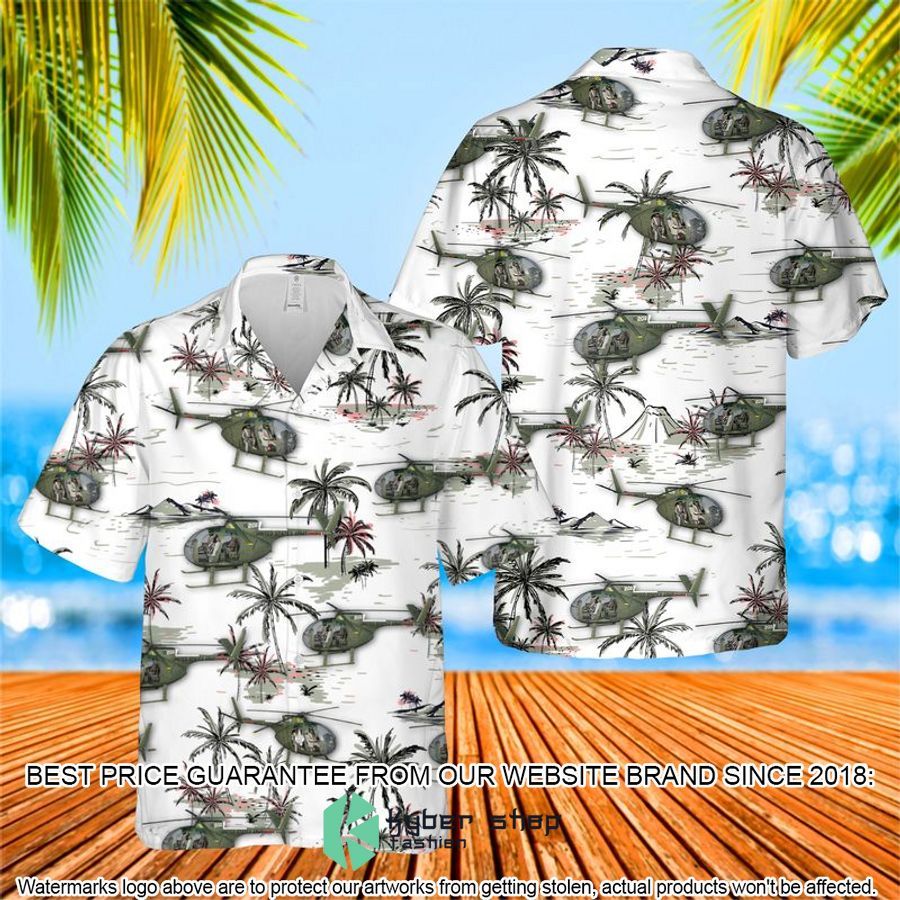 US Army Hughes OH-6 Cayuse white Hawaiian Shirt