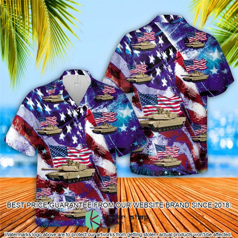 US Army M1 Abrams 4th Of July US flag Hawaiian Shirt
