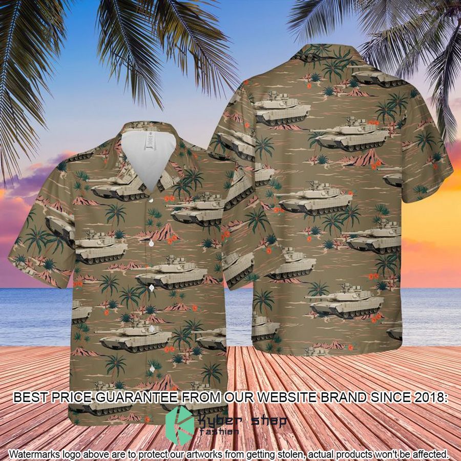 US Army M1 Abrams brown Hawaiian Shirt
