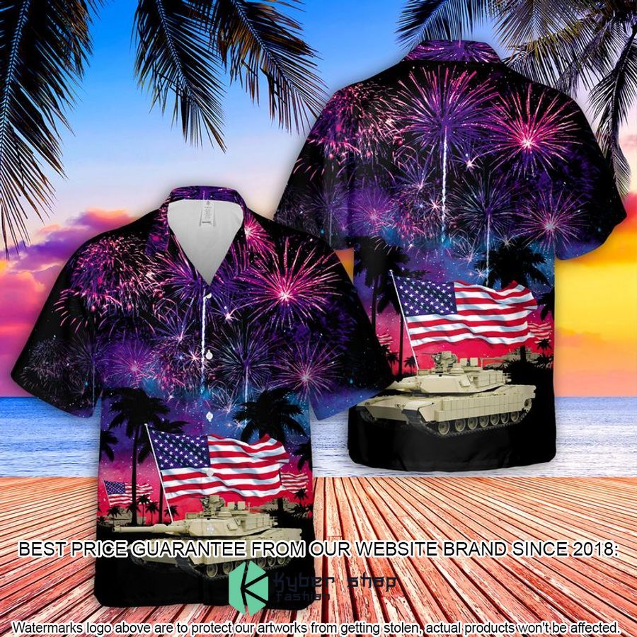 US Army M1 Abrams Tank July 4th firework Hawaiian Shirt