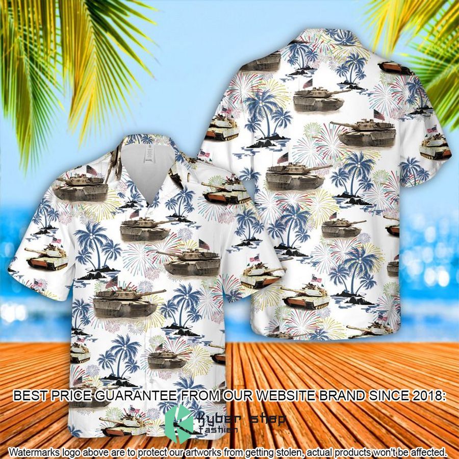 US Army M1A1 Abrams Tank July 4th firework white Hawaiian Shirt