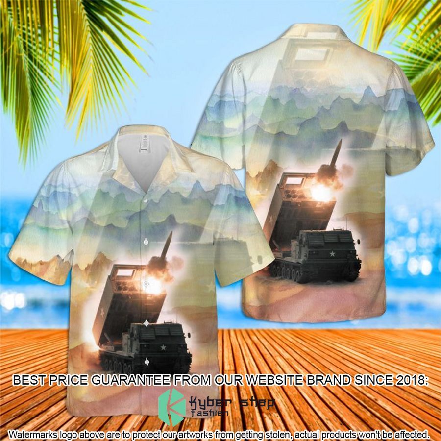 US Army M270 Multiple Launch Rocket System (M270 MLRS) Hawaiian Shirt word1