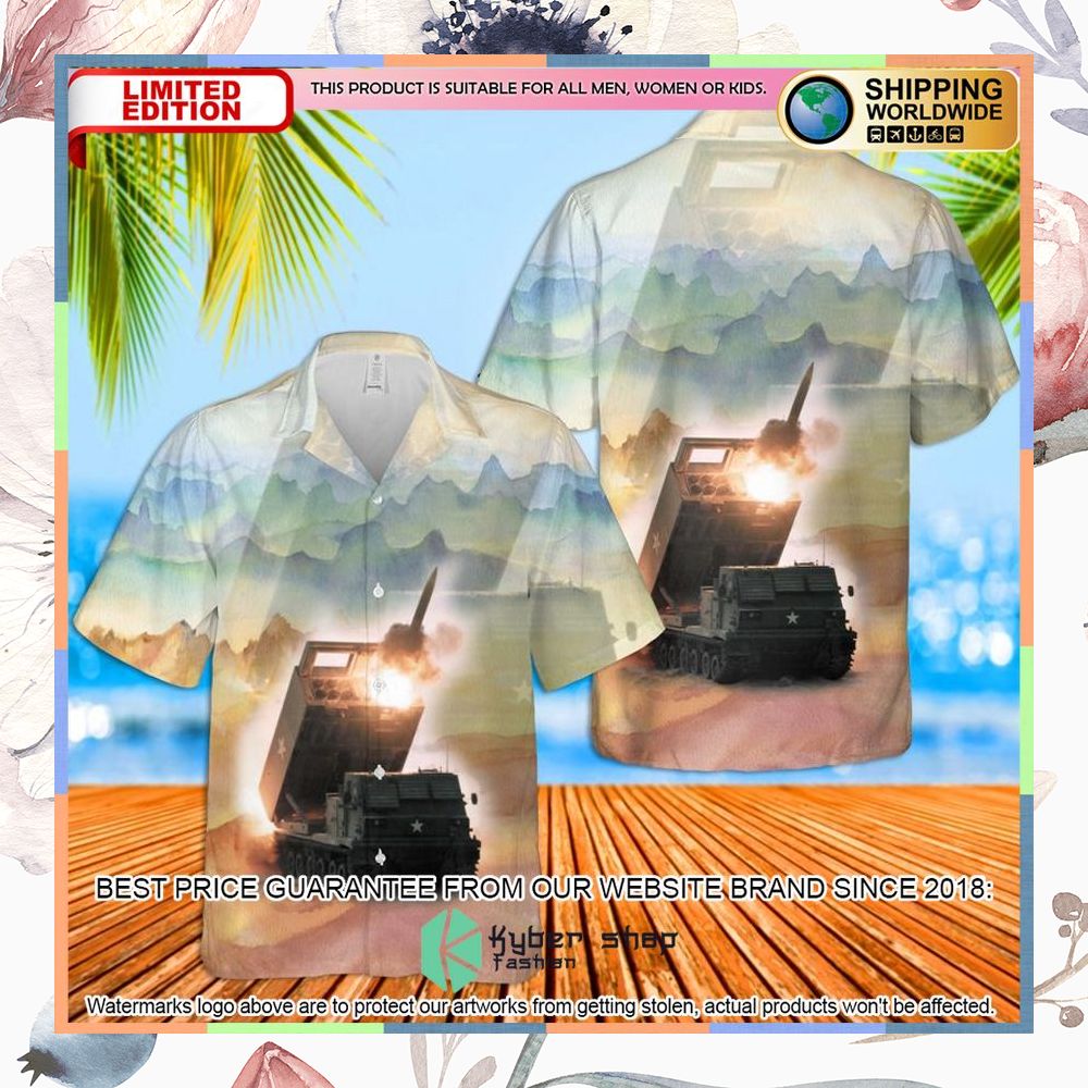 US Army M270 Multiple Launch Rocket System (M270 MLRS) Hawaiian Shirt 3 US Army M270 Multiple Launch Rocket System (M270 MLRS) Hawaiian Shirt word3