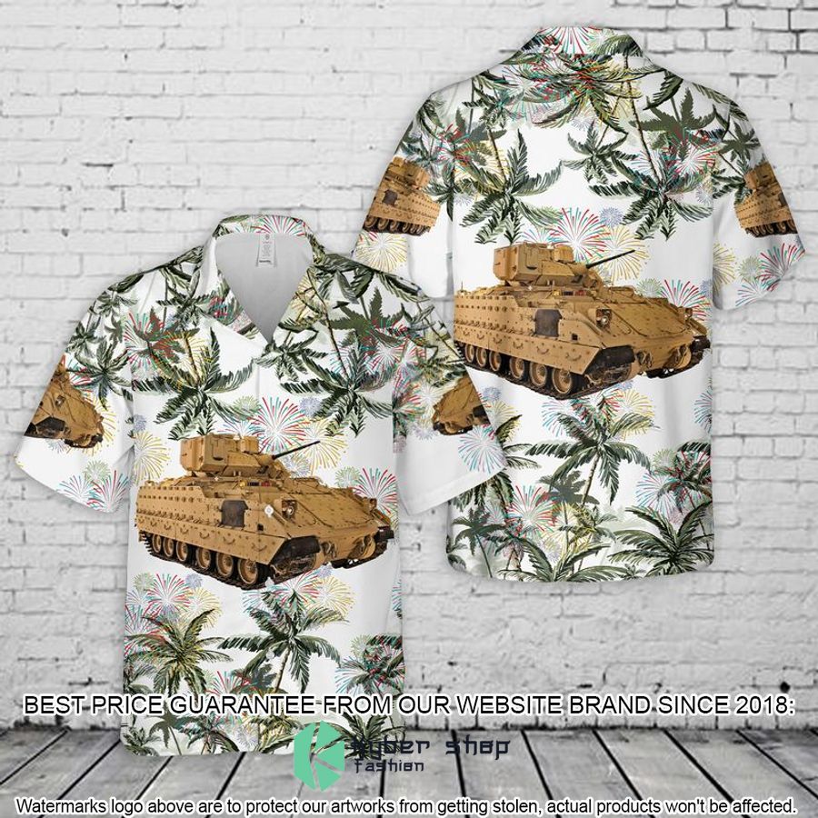 US Army M2A3 Bradley 4th Of July white Hawaiian Shirt