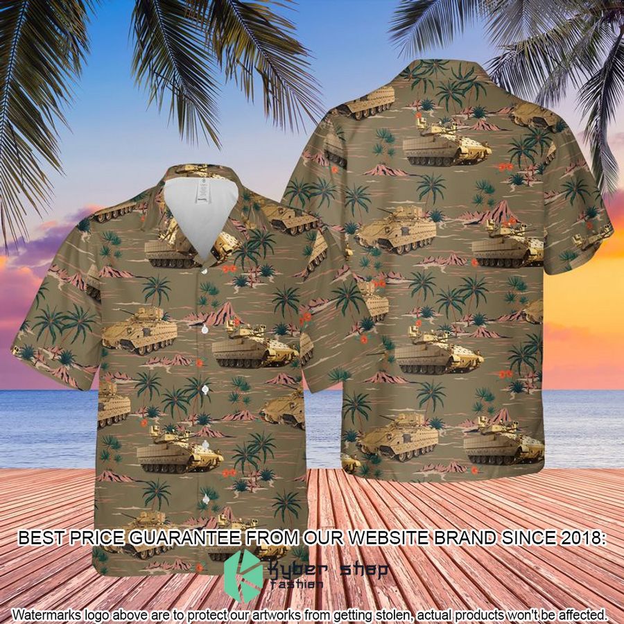 US Army M2A3 Bradley palm tree brown Hawaiian Shirt