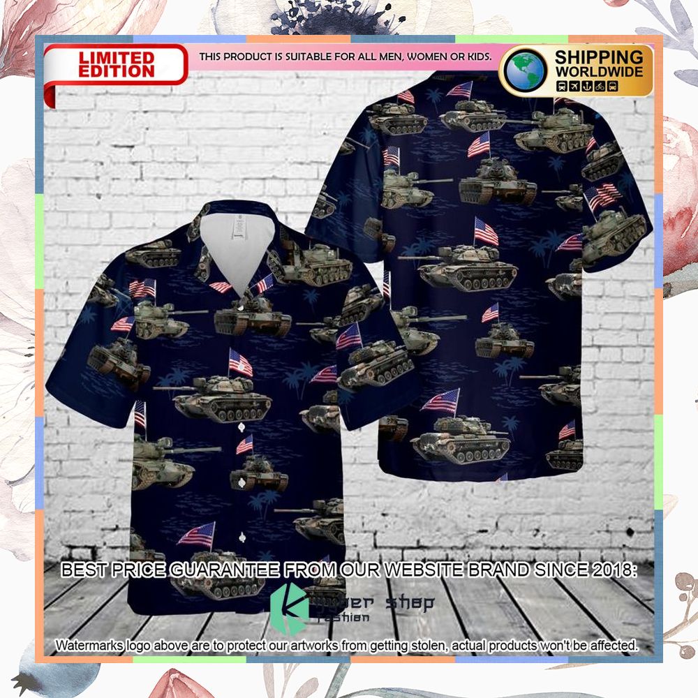 US Army M60A1 Tank July 4th blue Hawaiian Shirt 3 US Army M60A1 Tank July 4th blue Hawaiian Shirt word2