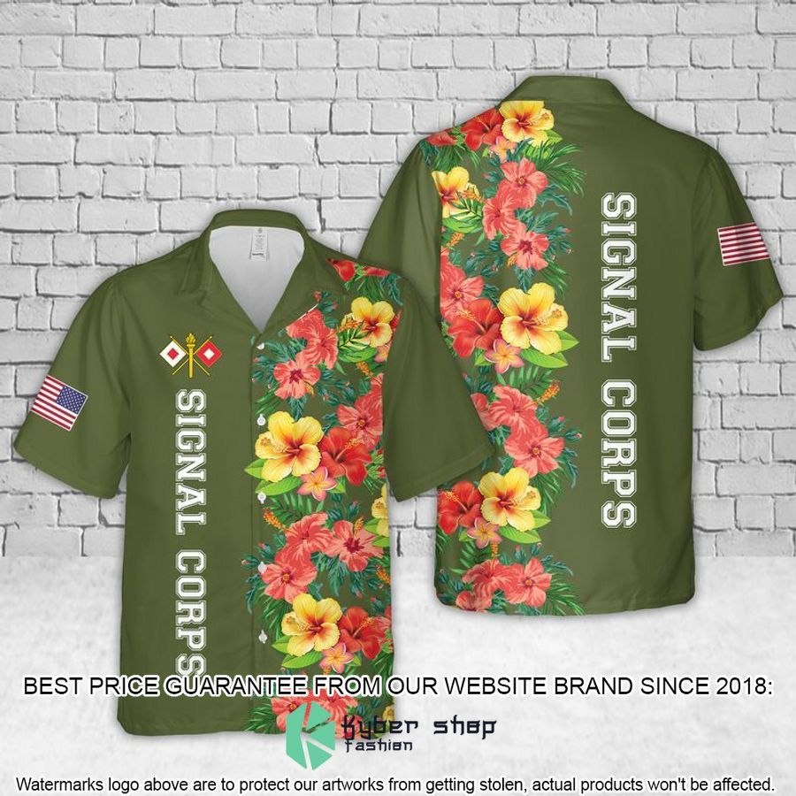 US Army Signal Corps Branch Badge Hawaiian Shirt