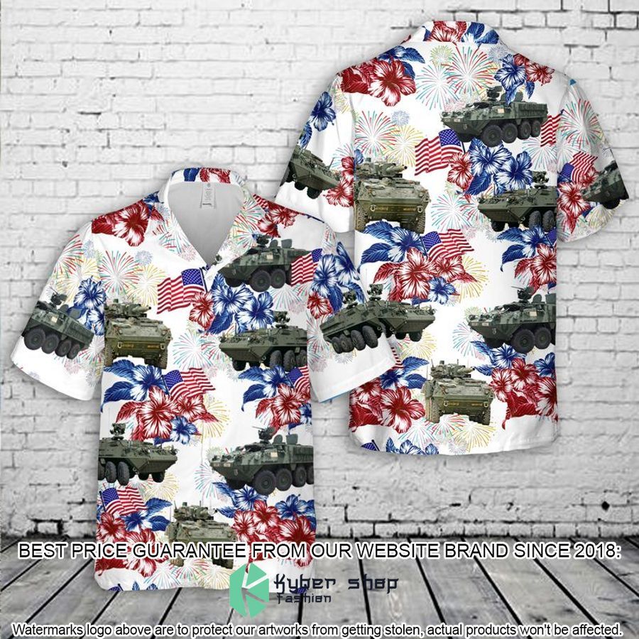 US Army Stryker Tank Flag Hawaiian Shirt