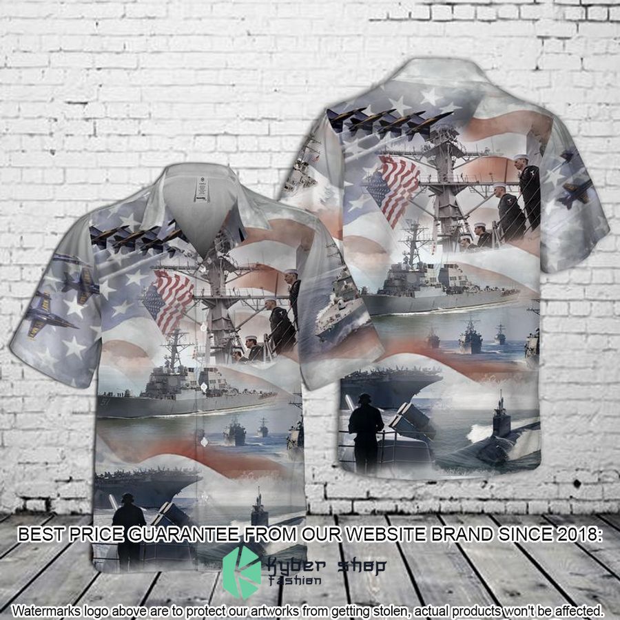 US Navy Collage Pocket Hawaiian Shirt
