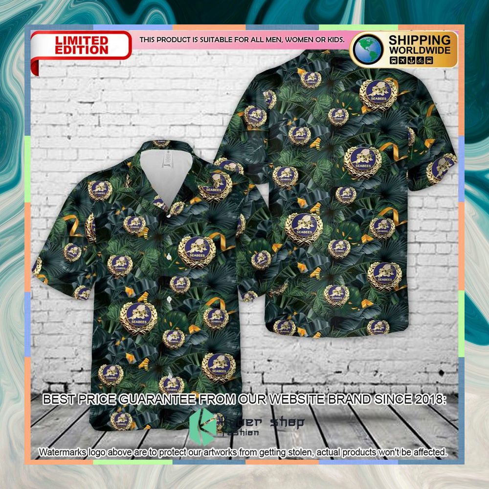 US Navy Seabees With Wreath Hawaiian Shirt 3 US Navy Seabees With Wreath Hawaiian Shirt word2