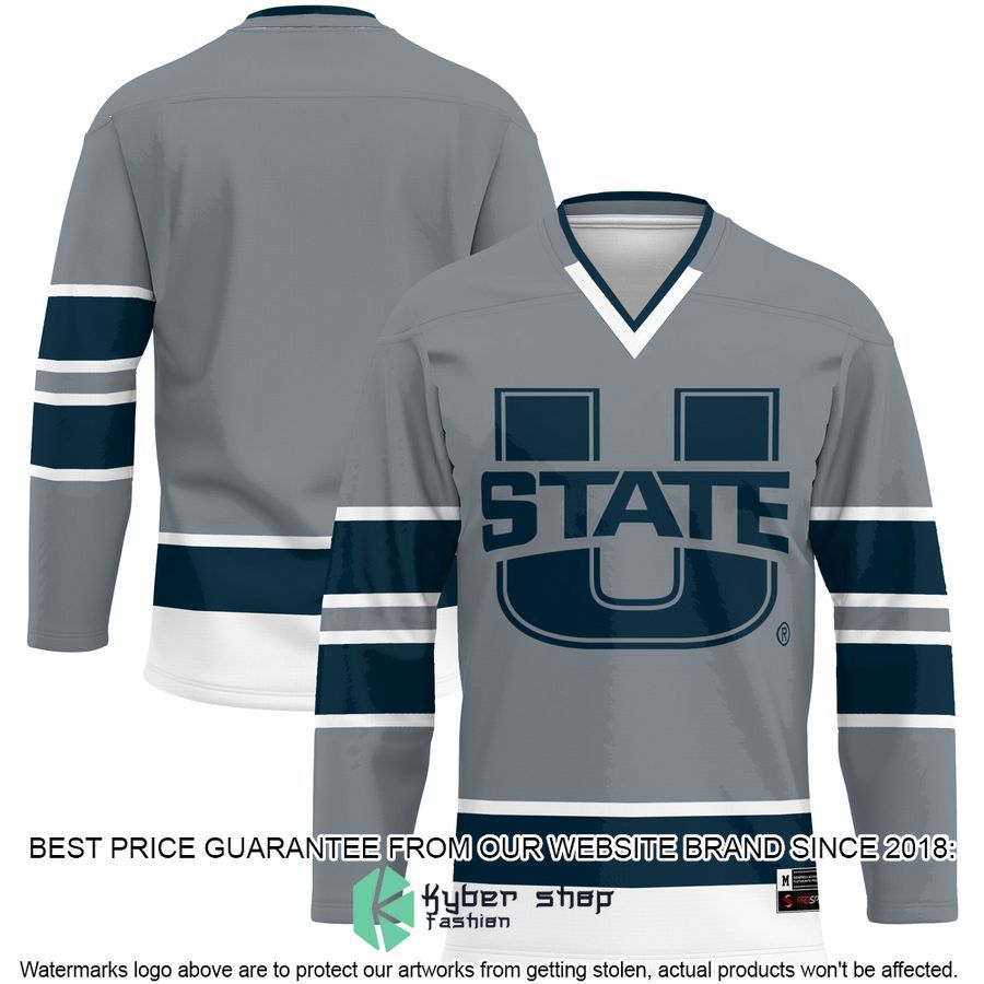 Utah State Aggies Gray Hockey Jersey