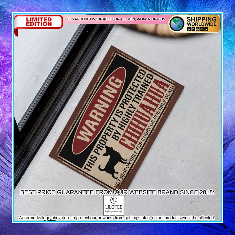 Warning This Property Is Protected By Highly Trained Chihuahua Doormat 4 Warning This Property Is Protected By Highly Trained Chihuahua Doormat word1