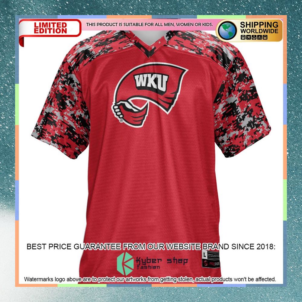 Western Kentucky Hilltoppers Red Football Jersey 6 Western Kentucky Hilltoppers Red Football Jersey word2