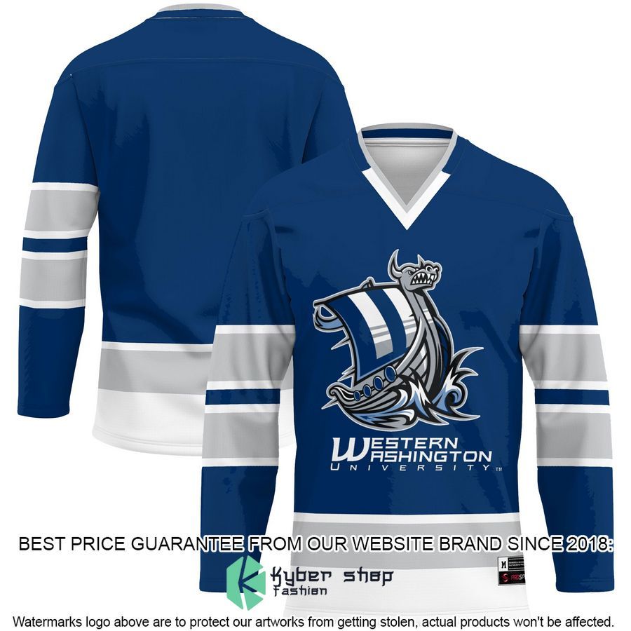 Western Washington Vikings Navy Hockey Jersey 4 Western Washington Vikings Navy Hockey Jersey word3