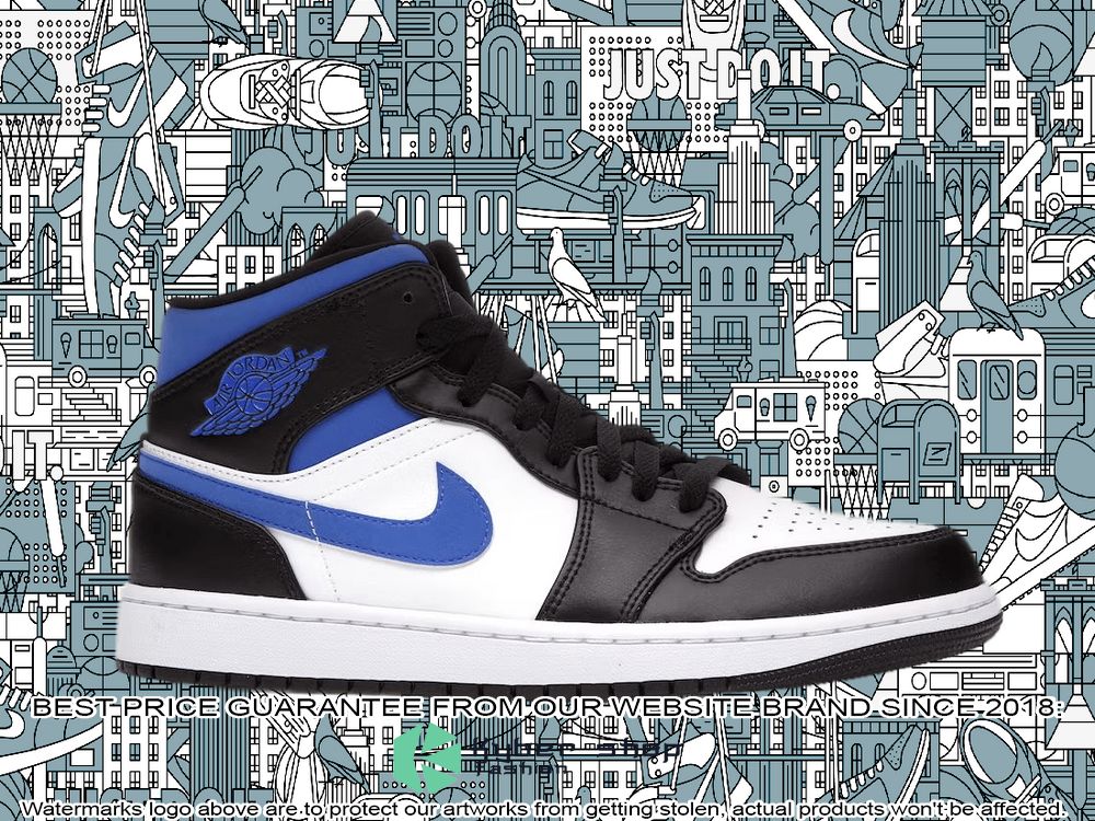 White Black Racer Blue Air Jordan 1 Mid
