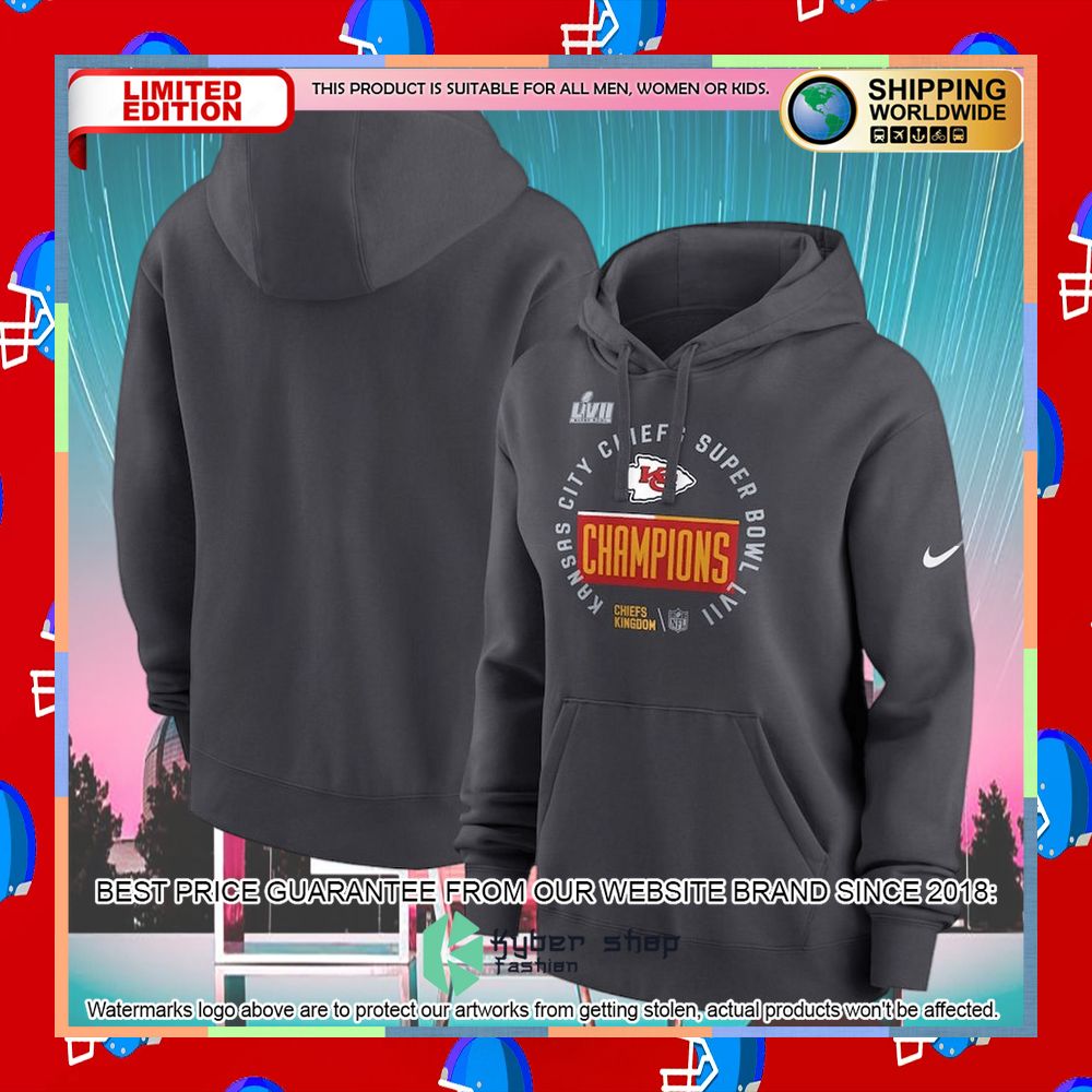 Women's Kansas City Chiefs Anthracite Super Bowl LVII Champions Trophy Hoodie 4 Women's Kansas City Chiefs Anthracite Super Bowl LVII Champions Trophy Hoodie word1