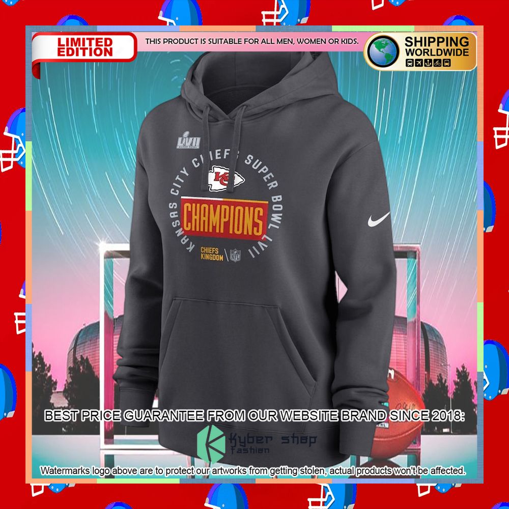 Women's Kansas City Chiefs Anthracite Super Bowl LVII Champions Trophy Hoodie 5 Women's Kansas City Chiefs Anthracite Super Bowl LVII Champions Trophy Hoodie word1