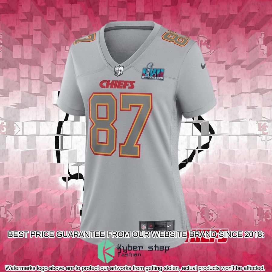 Women's Kansas City Chiefs Travis Kelce Nike Gray Super Bowl LVII Patch Football Jersey 5 Women's Kansas City Chiefs Travis Kelce Nike Gray Super Bowl LVII Patch Football Jersey word1