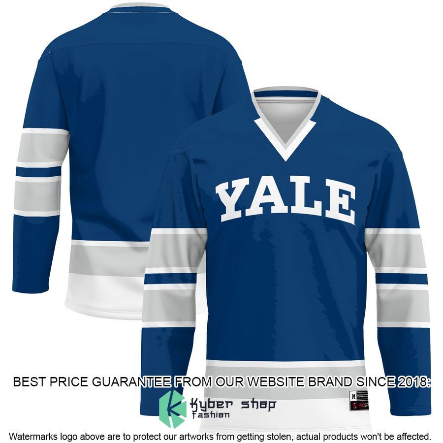 Yale Bulldogs Navy Hockey Jersey word1