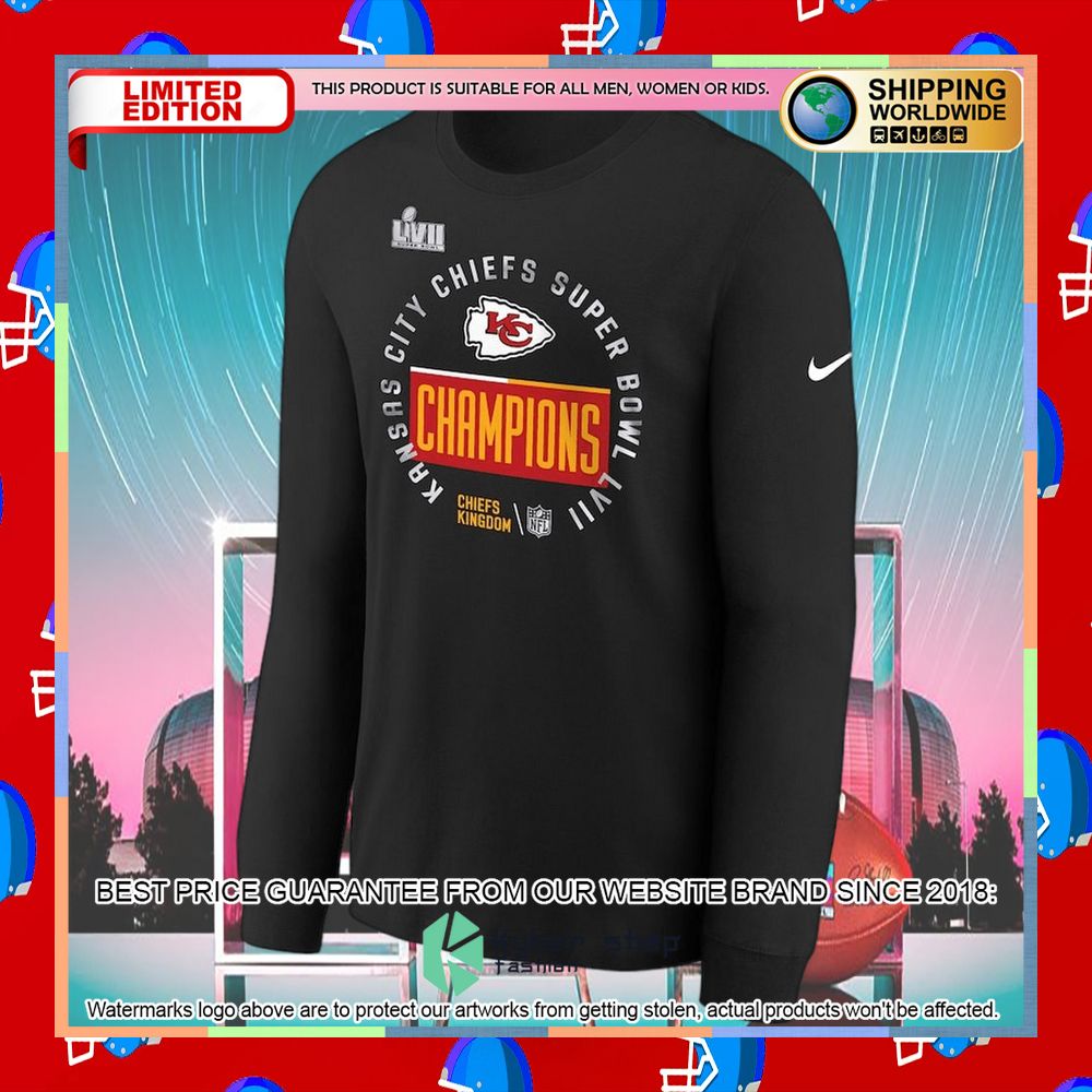 Youth Kansas City Chiefs Black Super Bowl LVII Champions Trophy Long Sleeve T-Shirt 5 Youth Kansas City Chiefs Black Super Bowl LVII Champions Trophy Long Sleeve T-Shirt word1