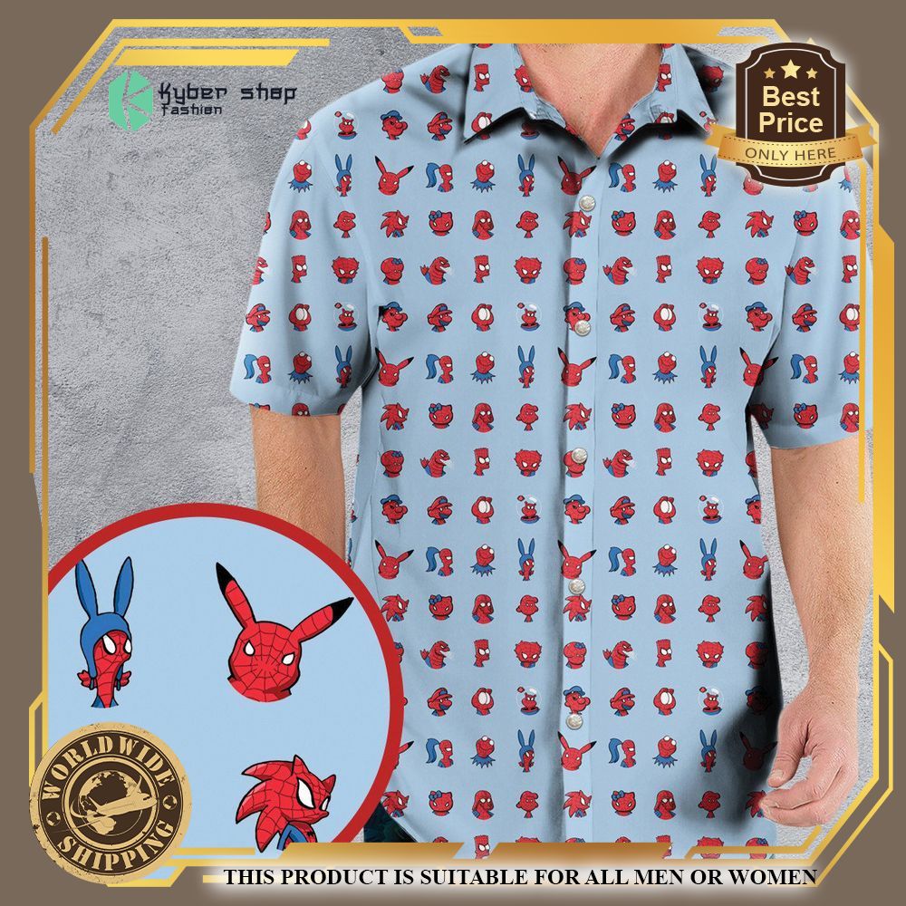 spider man characters pattern hawaiian shirt 1