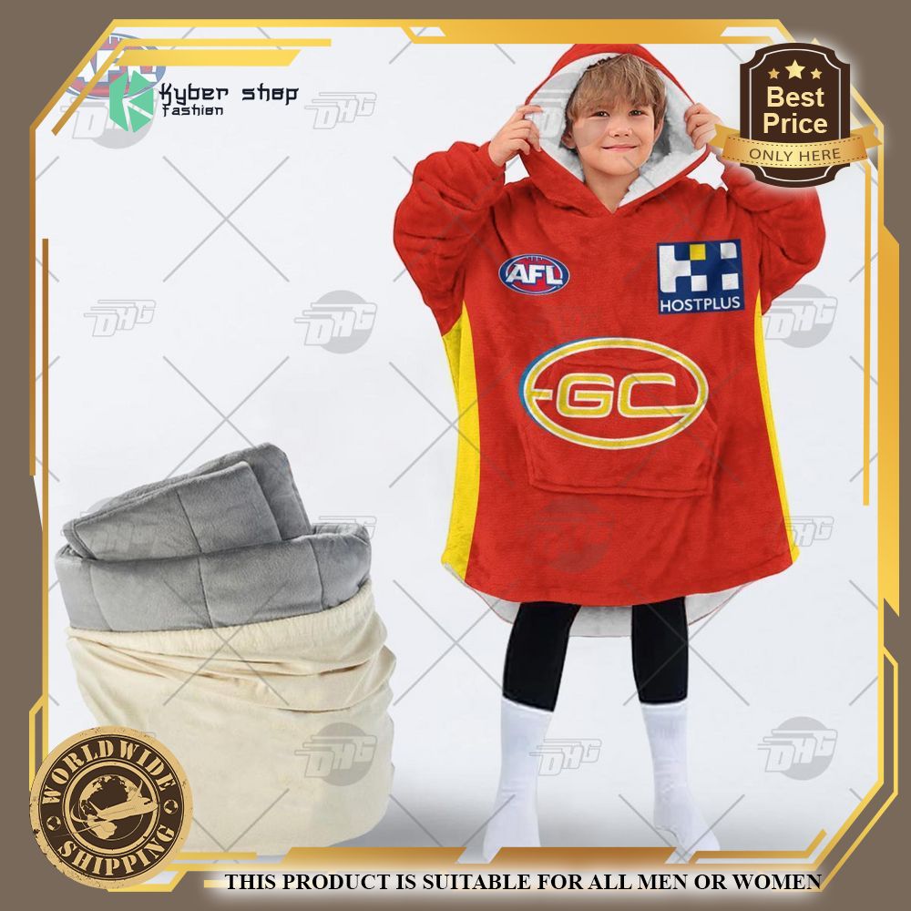 personalized afl gold coast suns football club hoodie blanket 2