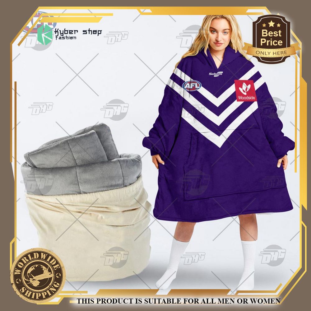 personalized afl fremantle football club hoodie blanket 1