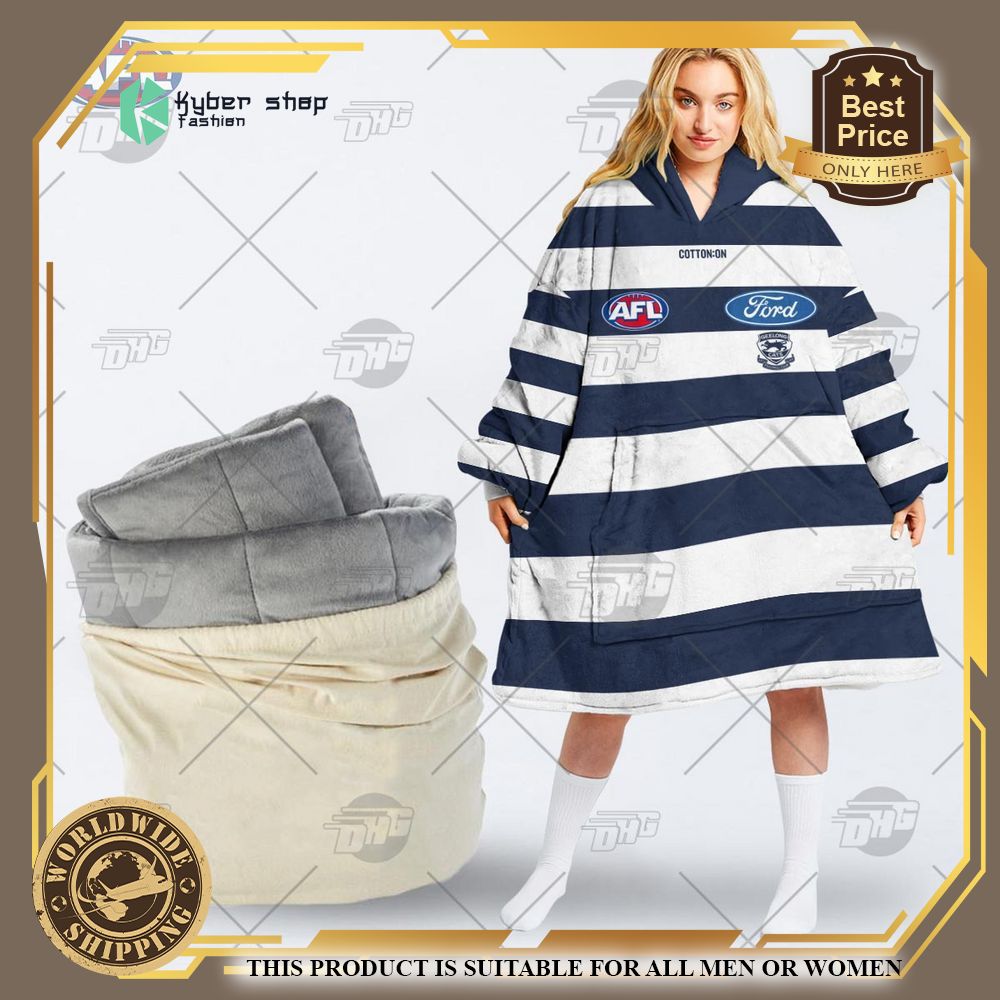 personalized afl geelong football club hoodie blanket 1