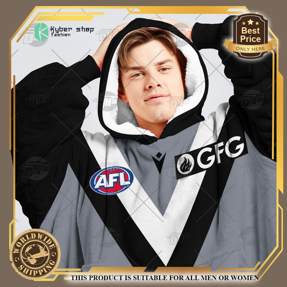 Personalized AFL Port Adelaide Football Club Hoodie Blanket 5 personalized afl port adelaide football club hoodie blanket 5