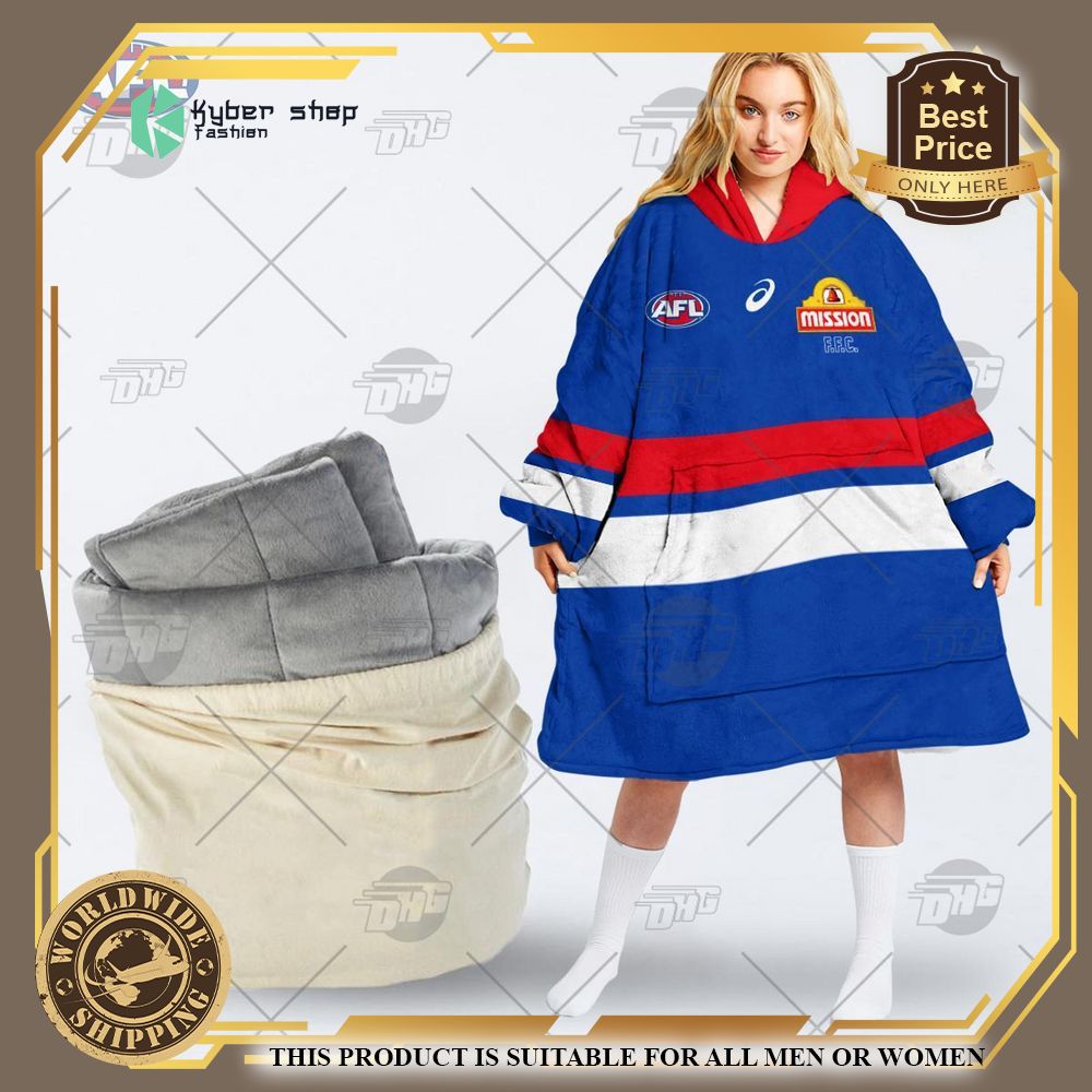 personalized afl western bulldogs hoodie blanket 1