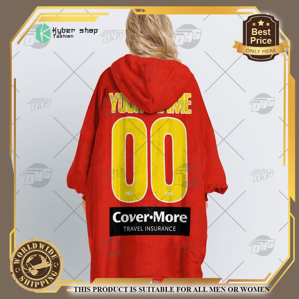 Personalized AFL Gold Coast Suns Football Club Hoodie Blanket 4 personalized afl gold coast suns football club hoodie blanket 4