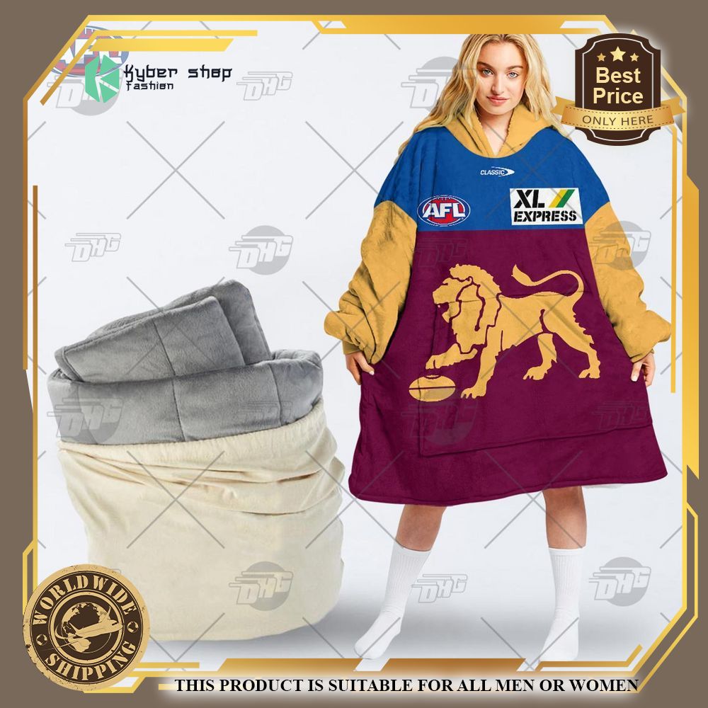 personalized afl brisbane lions hoodie blanket 1