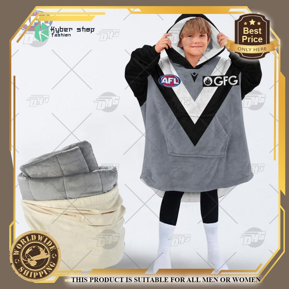 personalized afl port adelaide football club hoodie blanket 2