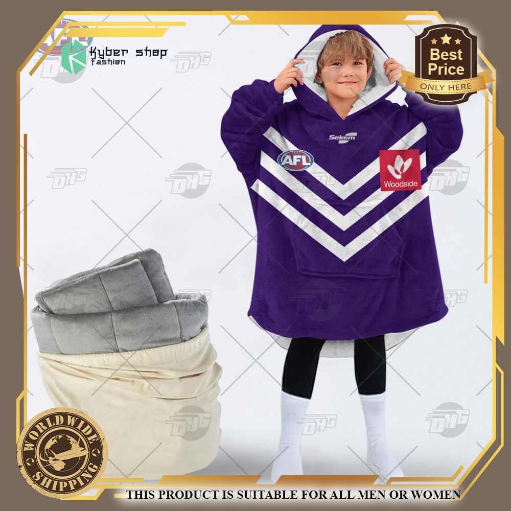 personalized afl fremantle football club hoodie blanket 2