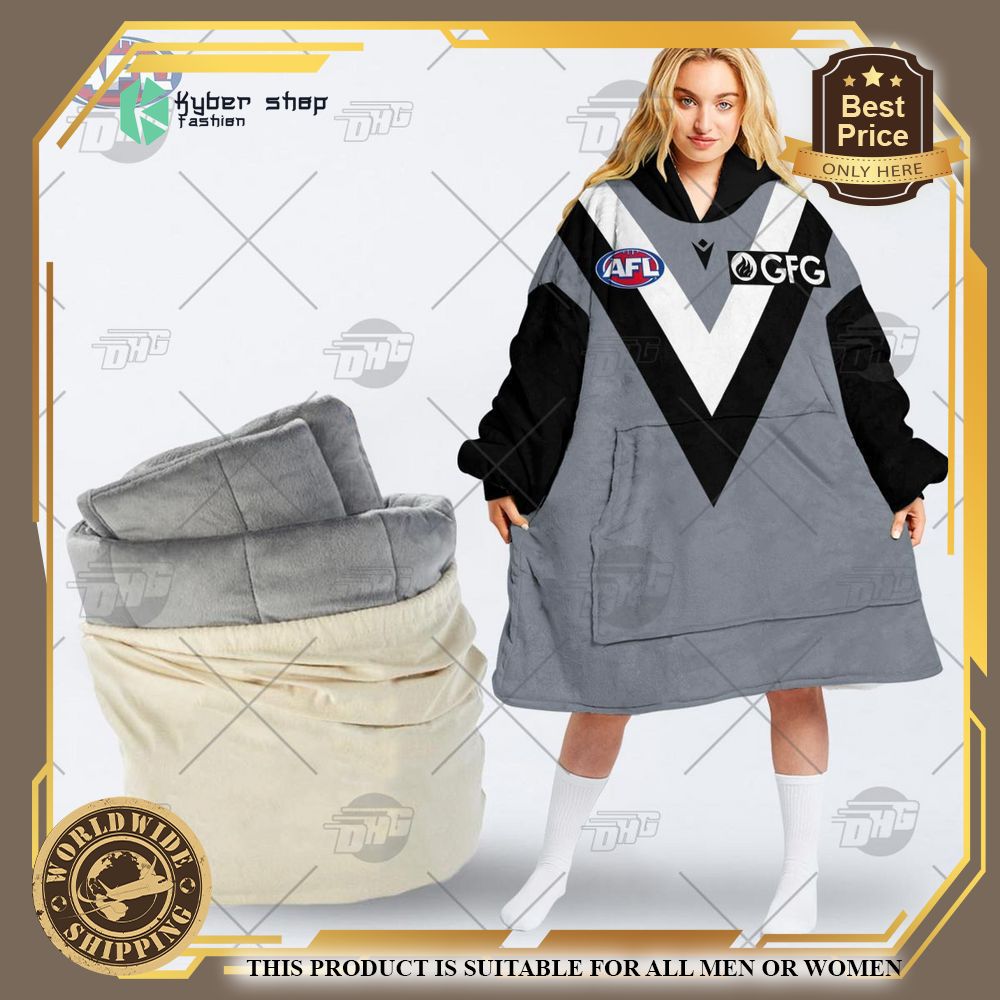 personalized afl port adelaide football club hoodie blanket 1