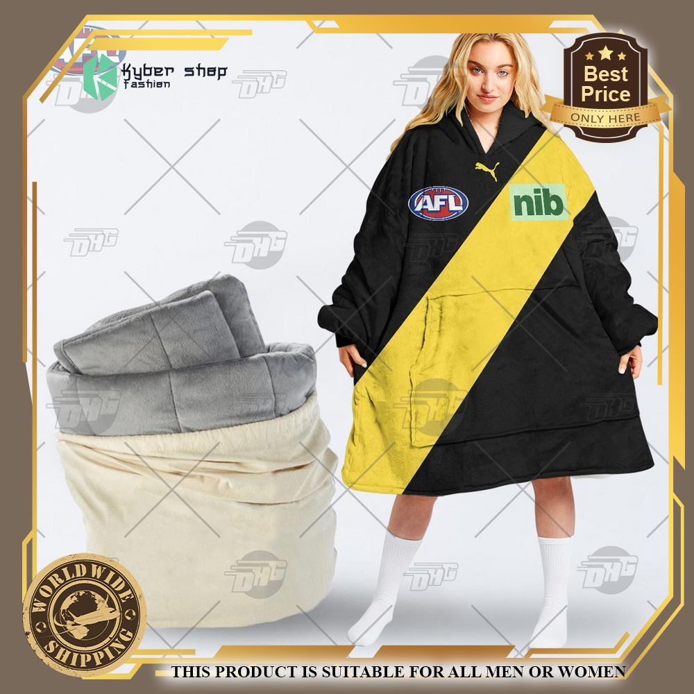 personalized afl richmond football club hoodie blanket 1