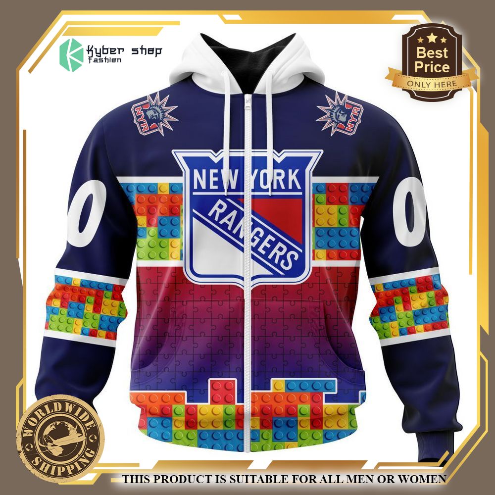 personalized new york rangers autism awareness shirt hoodie 2