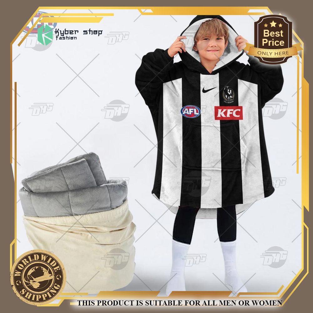personalized afl collingwood football club hoodie blanket 2