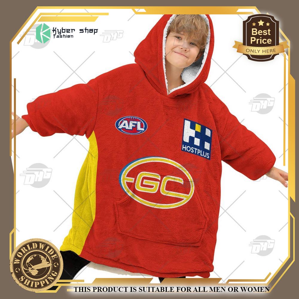 Personalized AFL Gold Coast Suns Football Club Hoodie Blanket 6 personalized afl gold coast suns football club hoodie blanket 6