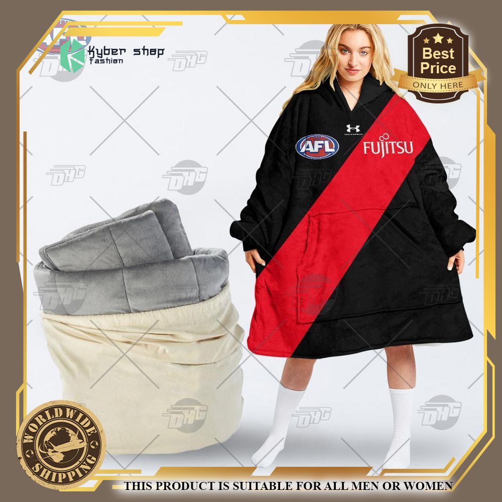 personalized afl essendon football club hoodie blanket 1