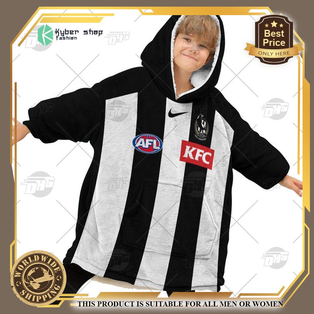 Personalized AFL Collingwood Football Club Hoodie Blanket 6 personalized afl collingwood football club hoodie blanket 6