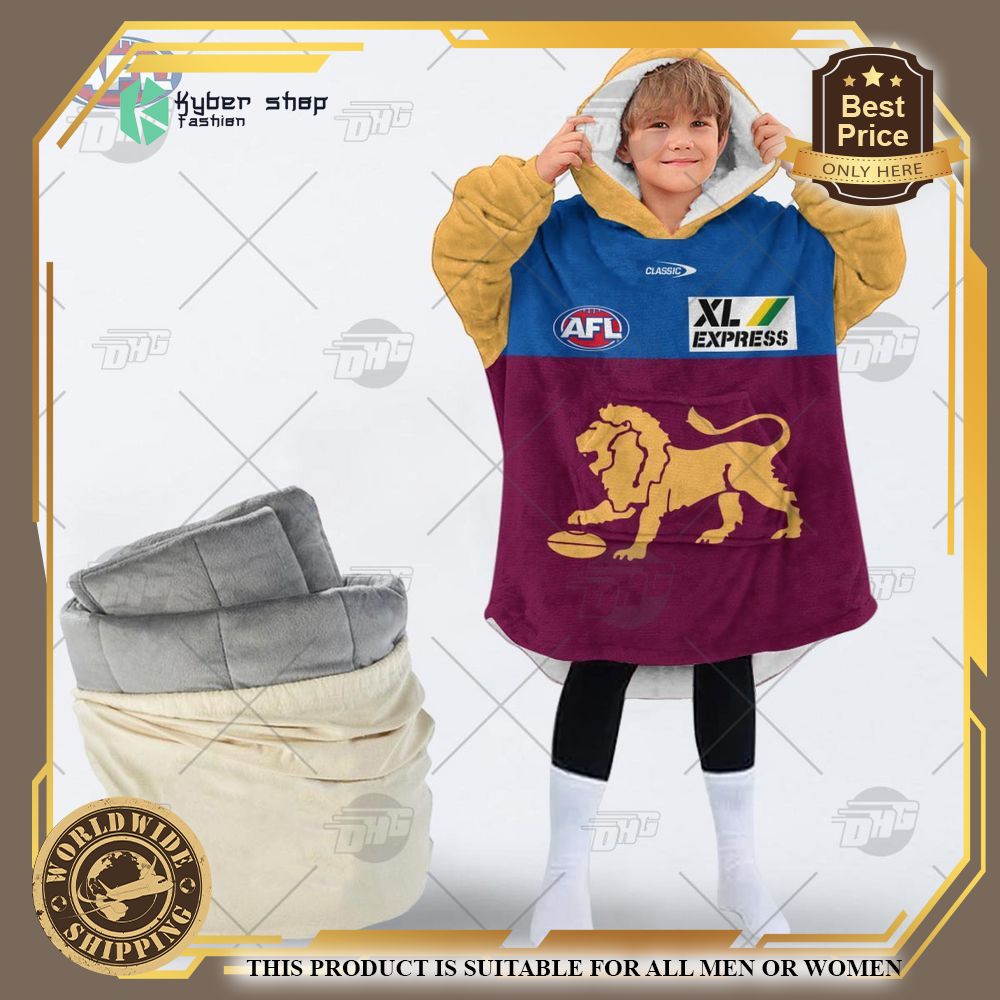 personalized afl brisbane lions hoodie blanket 2