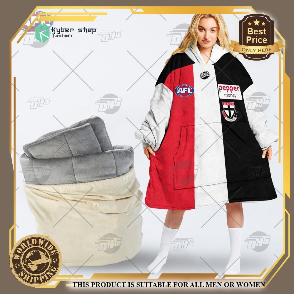 personalized afl st kilda football club hoodie blanket 1