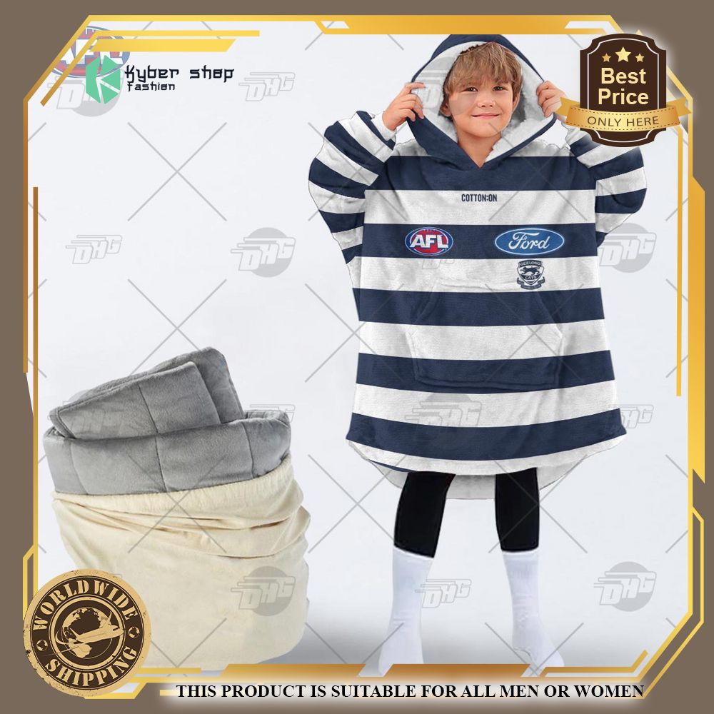personalized afl geelong football club hoodie blanket 2