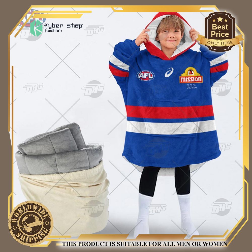 personalized afl western bulldogs hoodie blanket 2