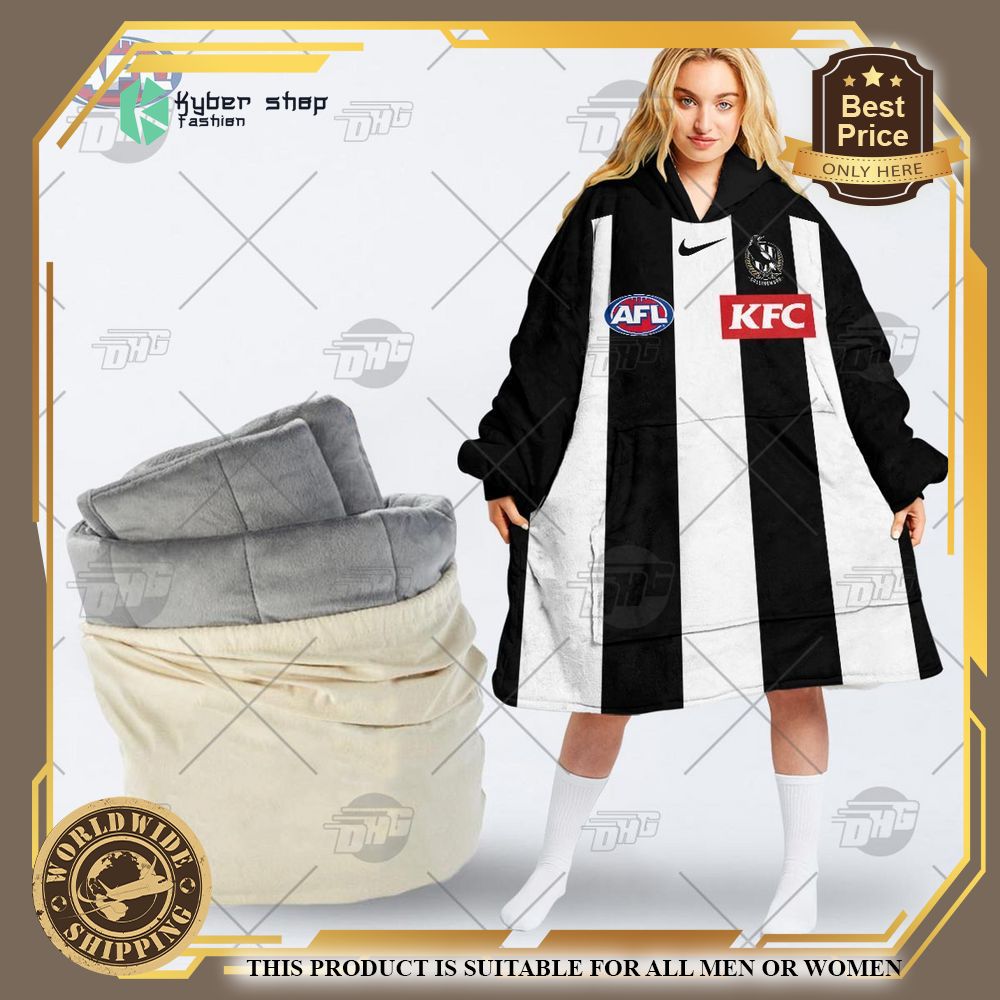 personalized afl collingwood football club hoodie blanket 1