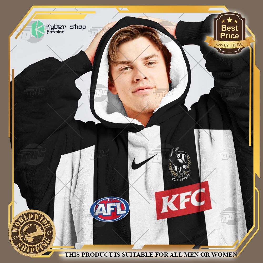 Personalized AFL Collingwood Football Club Hoodie Blanket 5 personalized afl collingwood football club hoodie blanket 5